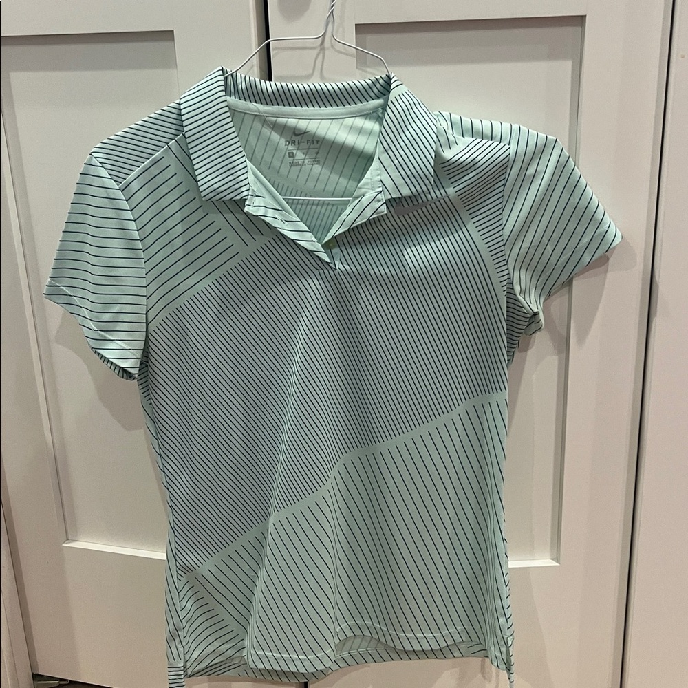 Nike Dri-FIT White and Black Striped Shirt